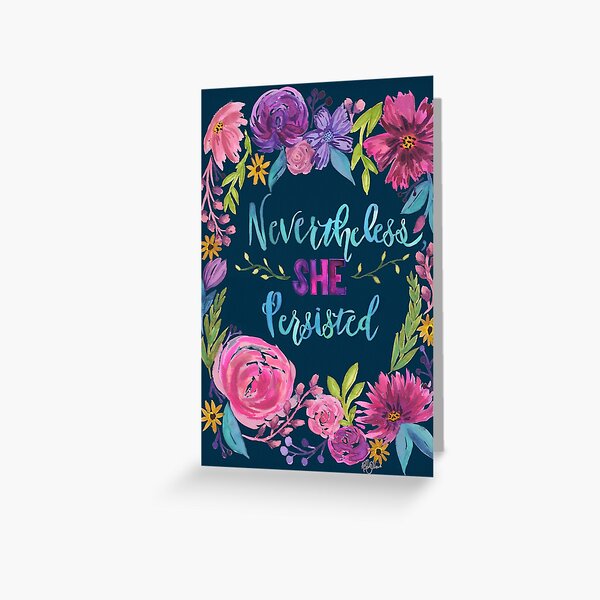 Nevertheless She Persisted (Blue) Greeting Card
