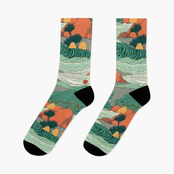 Item preview, Ocean Waves - Teal, Green, and Orange  - Organic Abstract Art - Original Artwork Pattern designed and sold by ShadedGallery.