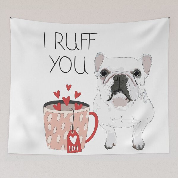 Item preview, I ruff you. White French Bulldog Love (red heart)  designed and sold by sketchandpaws.