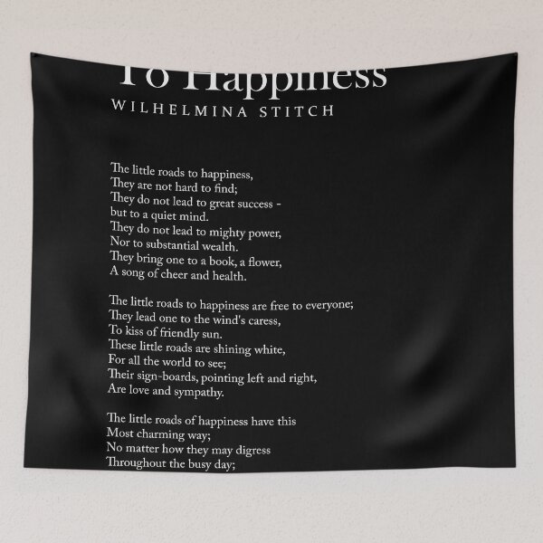Item preview, The Little Roads To Happiness - Wilhelmina Stitch Poem - Literature - Typography Print 1 - Black designed and sold by Studio Grafiikka.