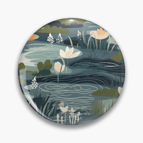 Item preview, Tranquil Forest Pond Lotus Flower - Green Rainbow Woods - Organic Abstract Art - Original Artwork Pattern designed and sold by ShadedGallery.