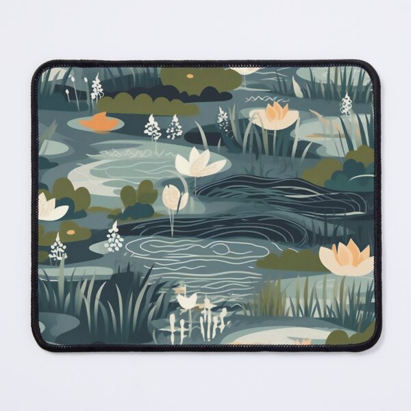Item preview, Tranquil Forest Pond Lotus Flower - Green Rainbow Woods - Organic Abstract Art - Original Artwork Pattern designed and sold by ShadedGallery.