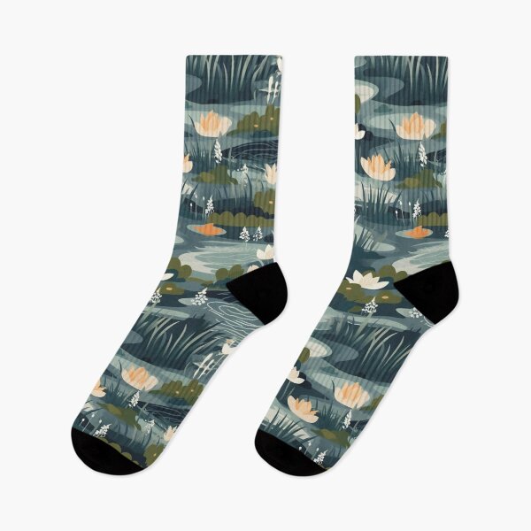 Item preview, Tranquil Forest Pond Lotus Flower - Green Rainbow Woods - Organic Abstract Art - Original Artwork Pattern designed and sold by ShadedGallery.