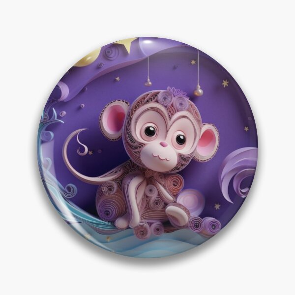 Item preview, Cute cartoon monkey on a purple background. 3d illustration. designed and sold by aiphotosart.