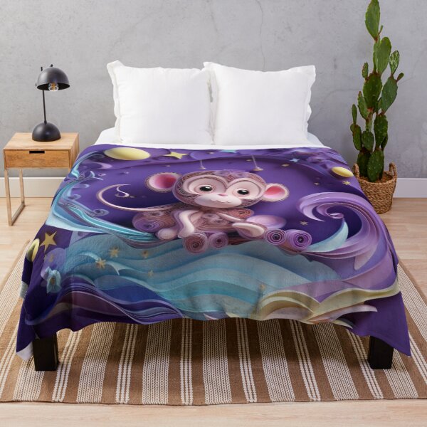 Item preview, Cute cartoon monkey on a purple background. 3d illustration. designed and sold by aiphotosart.