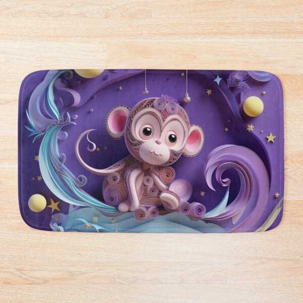 Item preview, Cute cartoon monkey on a purple background. 3d illustration. designed and sold by aiphotosart.