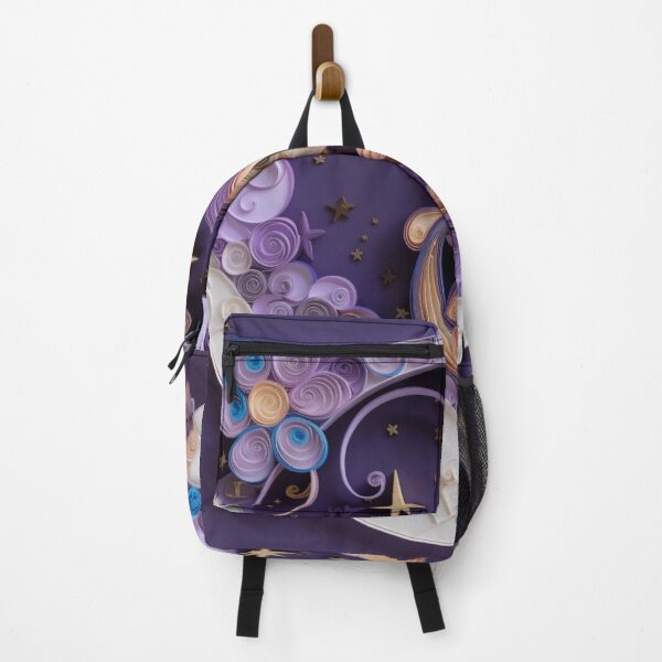 Item preview, Cute cartoon monkey in the moon with stars and flowers on purple background designed and sold by aiphotosart.