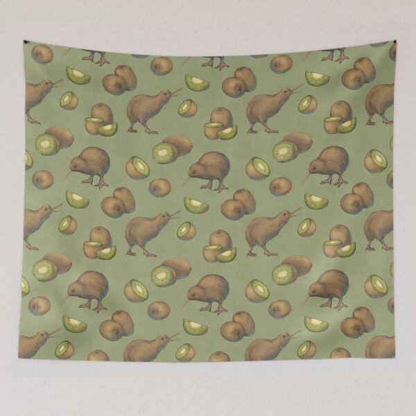 Item preview, Kiwi Fruit and Kiwi Bird Seamless Pattern (Green) designed and sold by Mazarineart.