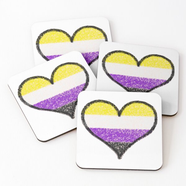 Item preview, Nonbinary Pride Flag Chalk Love Hearts  designed and sold by Lief-777.