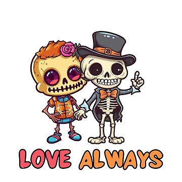Spoo-Design  Liebendes Skelett-Paar im Herz, Ewige Liebe bis in