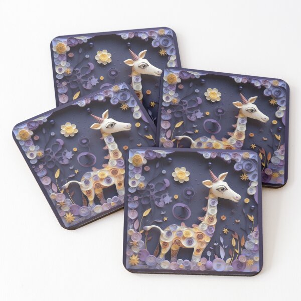 Artikelvorschau, Paper cut giraffe with flowers on purple background. 3d rendering entworfen und verkauft von aiphotosart.