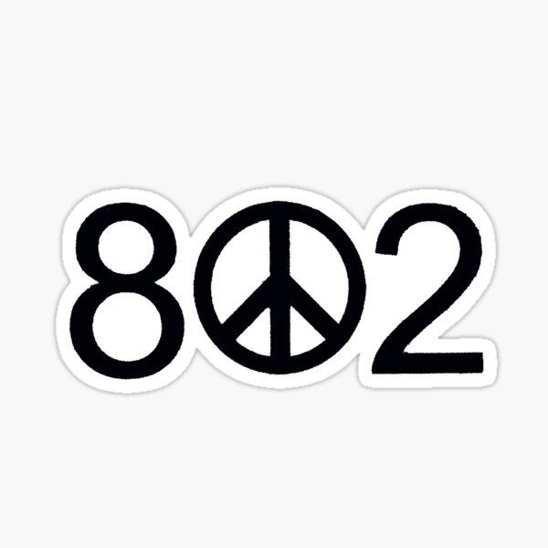 Vermont 802 Peace Sign Sticker