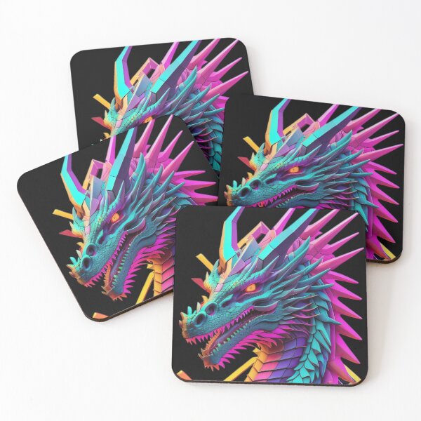 Item preview, Geometric Cyberpunk Dragon | Bright Neon designed and sold by FridayArtStudio.