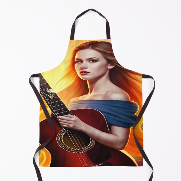 Item preview, Woman holding guitar in flames designed and sold by 7venty.