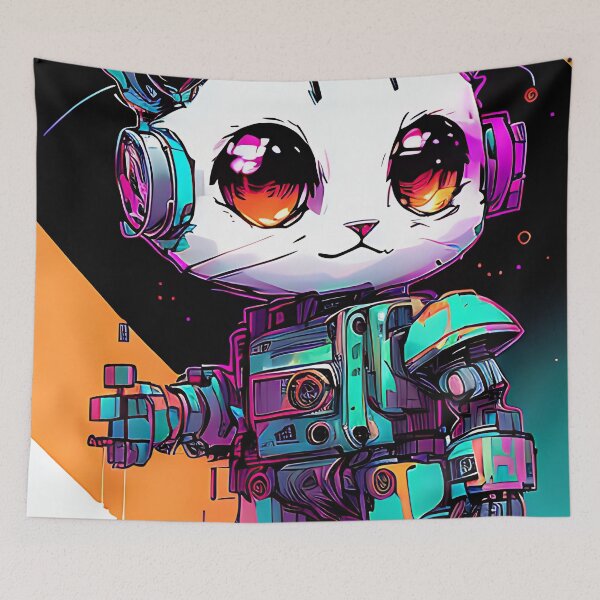 Item preview, Cute Robot Cat - Inkpunk designed and sold by CyberInc.