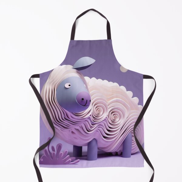 Aperçu de l'œuvre Cute paper cut out sheep on purple background. 3d rendering créée et vendue par aiphotosart.
