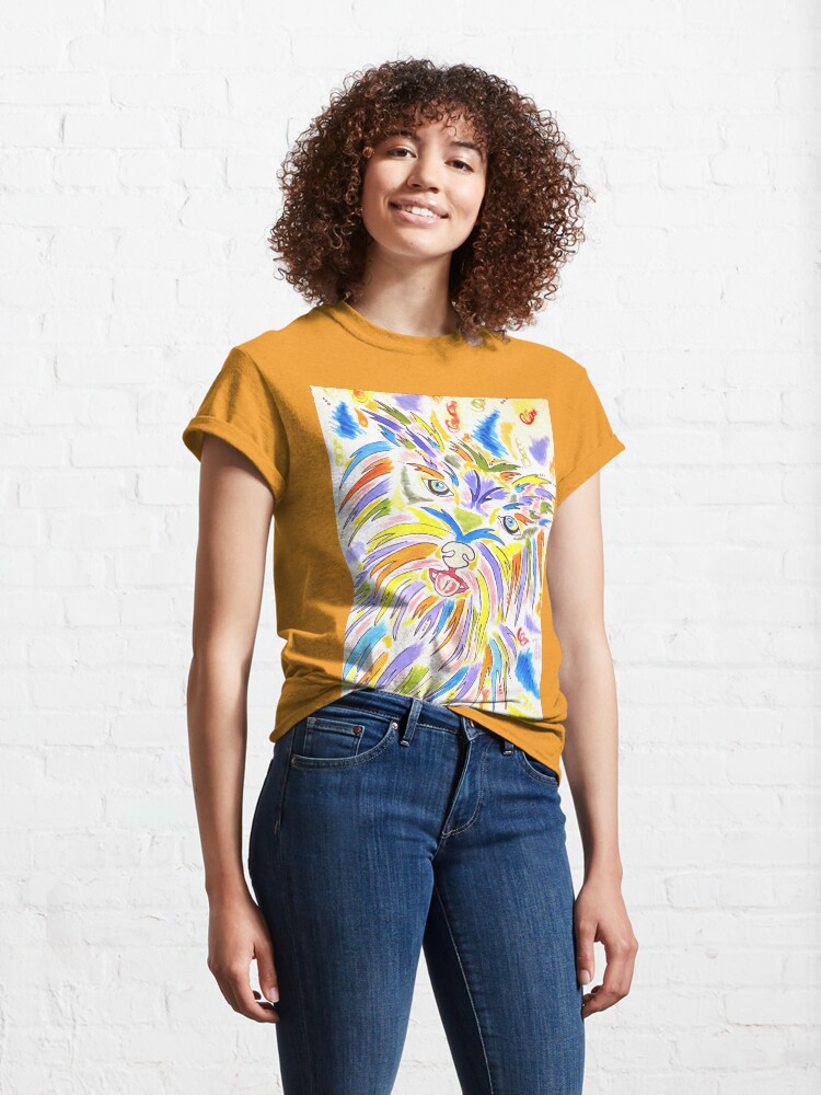 Aperçu 4 sur 7. T-shirt classique avec l'œuvre PopDog Art Yorkshire : portrait aquarelle pétillant ! créée et vendue par doudouedition.