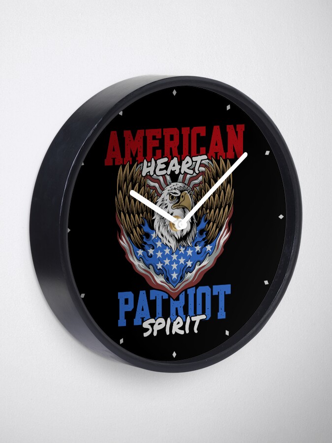 ""American Heart, Patriot Spirit"" Clock for Sale by ShirtCreekTees
