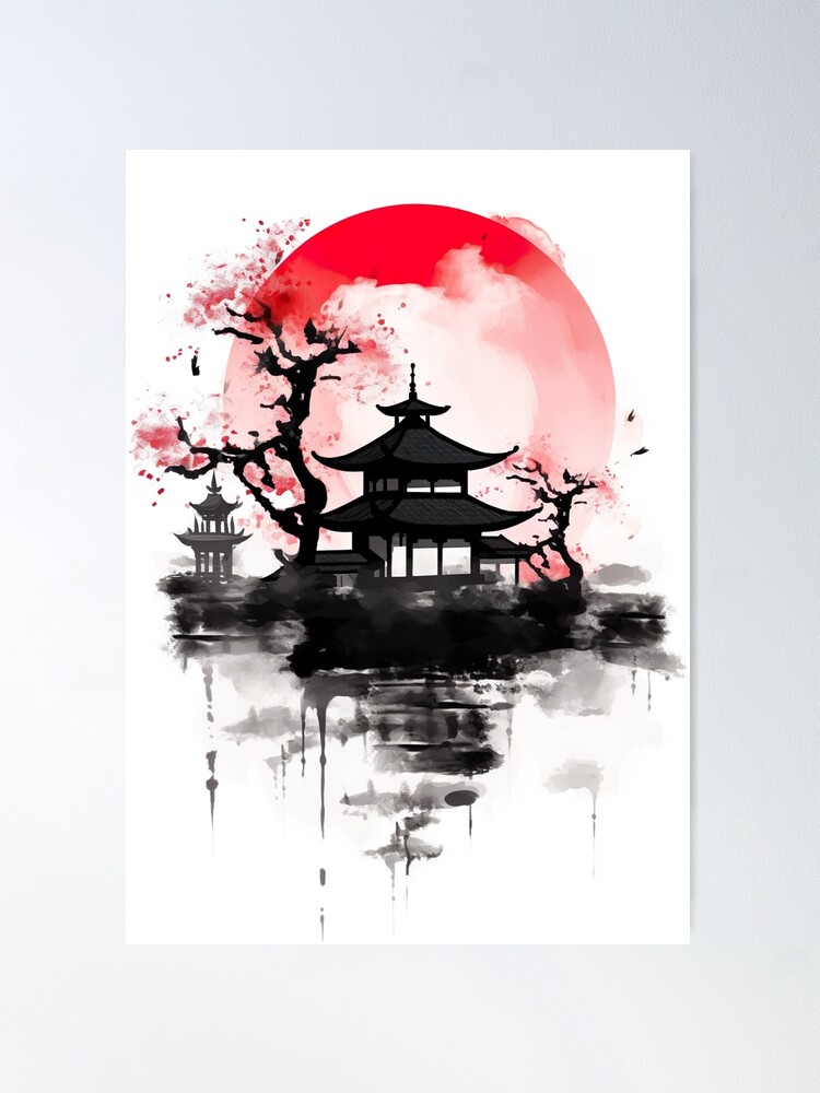 Japanese painting Mount Fuji Art Board Print by Takeonelook