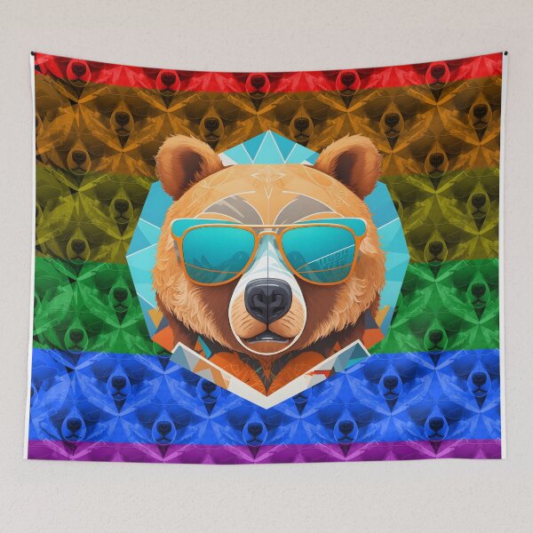 Item preview, Bear Pride ! Head of Bear with Colorful Sunglasses. Gay pride. More pride less prejudice ! designed and sold by The Animal Stuff.