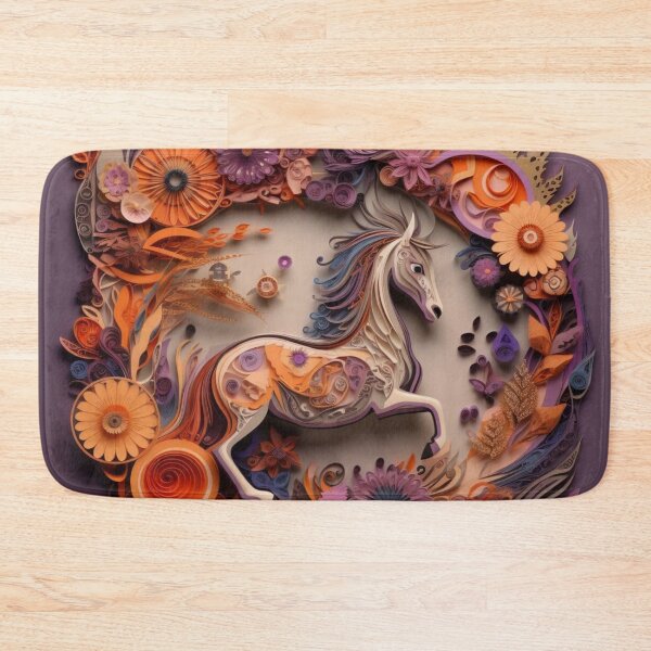Artikelvorschau, Horse and flowers in the form of a circle on a purple background entworfen und verkauft von aiphotosart.