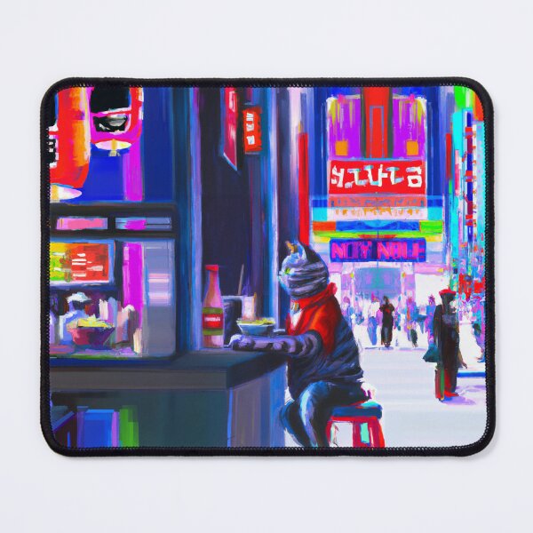 Item preview, Fauvist Painting of Cat at Ramen Bar designed and sold by jacobz-design.