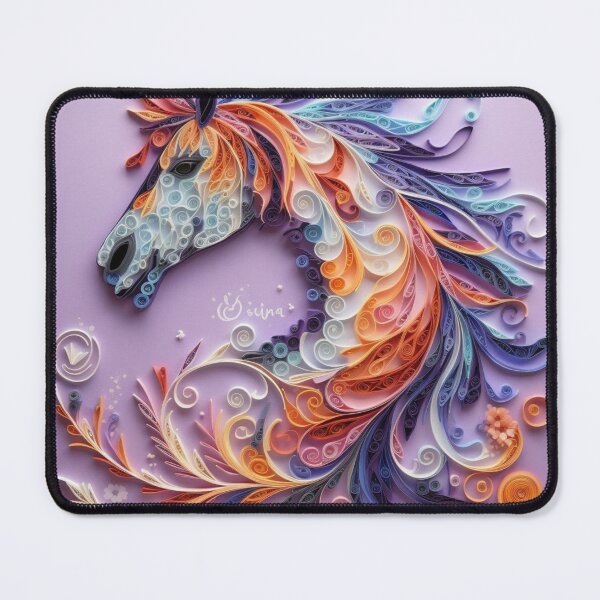 Artikelvorschau, Colorful horse with floral ornament on violet background, top view. entworfen und verkauft von aiphotosart.