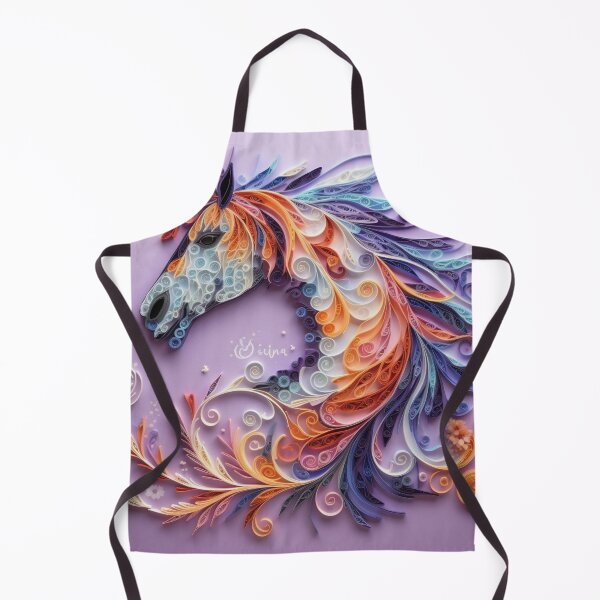 Artikelvorschau, Colorful horse with floral ornament on violet background, top view. entworfen und verkauft von aiphotosart.