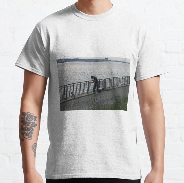 Fisherman, fishing rods,  catching fish, river bank Classic T-Shirt