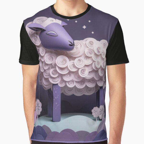 Vista previa del artículo con la obra «Sheep made of paper on a purple background. 3d rendering», diseñado y vendido por aiphotosart.