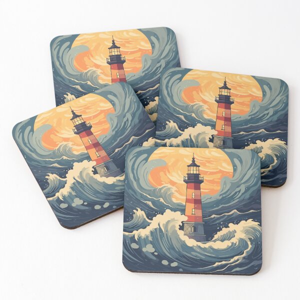 Item preview, Retro lighthouse with waves: nostalgic design for maritime vibes designed and sold by SketchyPedals.