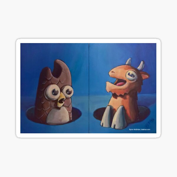 Scared Owl, Happy Goat Sticker