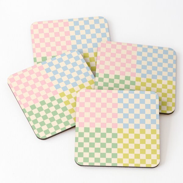 Item preview, 4 Check Checkered Pattern Pastel Blue Green Pink designed and sold by kierkegaard.