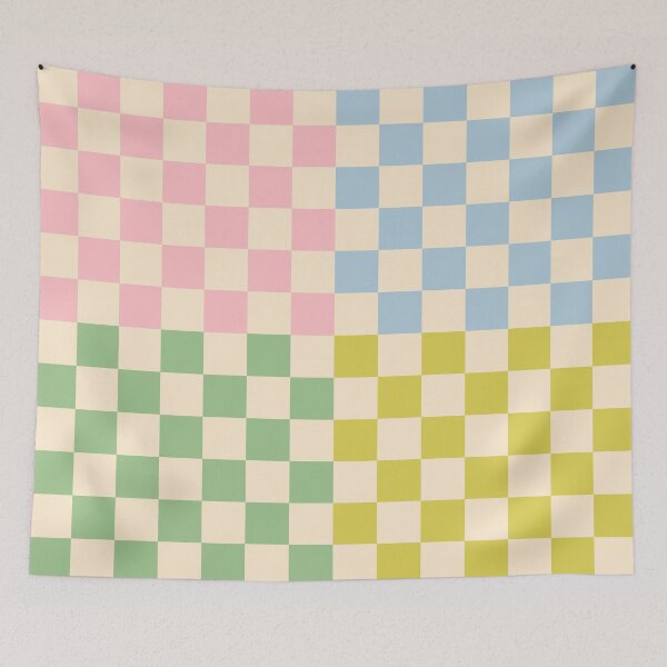Item preview, 4 Check Checkered Pattern Pastel Blue Green Pink designed and sold by kierkegaard.