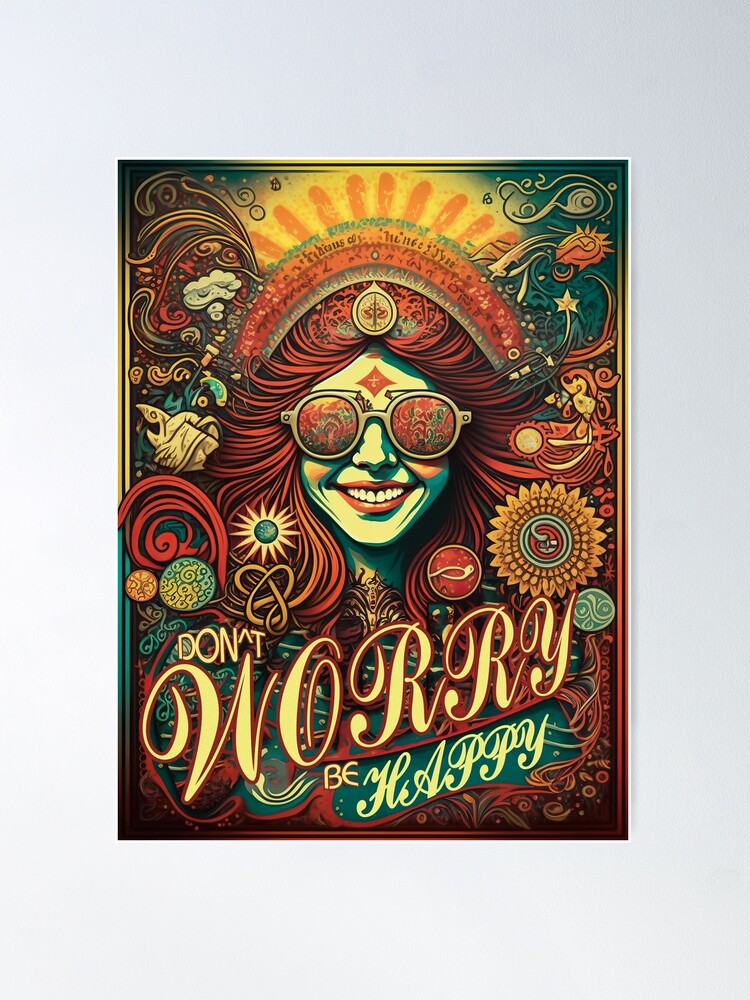 Hippie, Bohemian Poster, Card Design With Stickers, Pins, Art