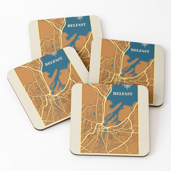 Item preview, Belfast street map with compass designed and sold by IvonDesign.