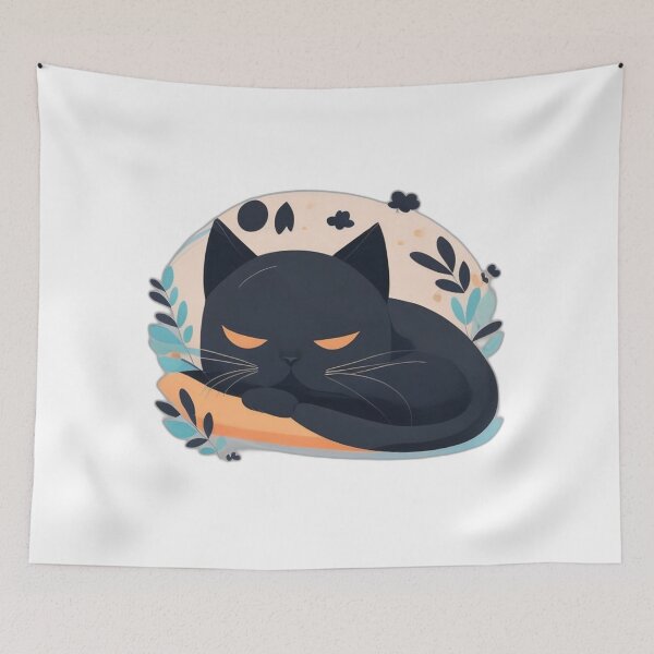 Item preview, Midnight Serenity: The Peaceful Slumber of a Sleepy Black Cat designed and sold by meesin-shop.