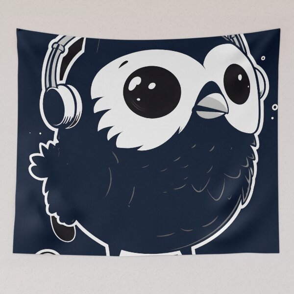Item preview, Chubby Owl Listening to Beats designed and sold by StickeryPickery.