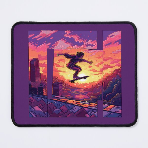 Item preview, Skater in Sunset in Pixel Art Collage  designed and sold by Bill Makatowicz.