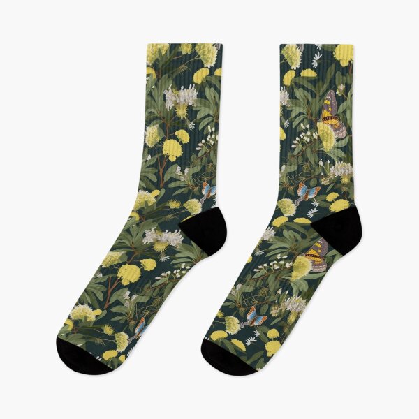 Item preview, Beautiful Native Australian wallpaper for bookcovers and homewares. Floral blooms of wattle and eucalypt leaves with butterflies and insects 7 designed and sold by NatTex.
