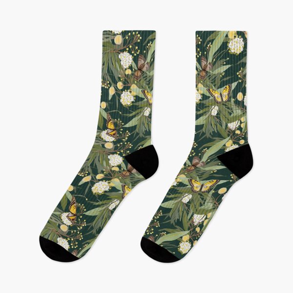 Item preview, Beautiful Native Australian wallpaper for bookcovers and homewares. Floral blooms of wattle and eucalypt leaves with butterflies and insects 11 designed and sold by NatTex.