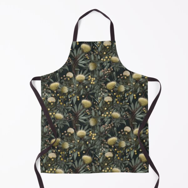 Item preview, Beautiful Native Australian wallpaper for bookcovers and homewares. Floral blooms of wattle and budding eucalypt leaves on dark background 1 designed and sold by NatTex.