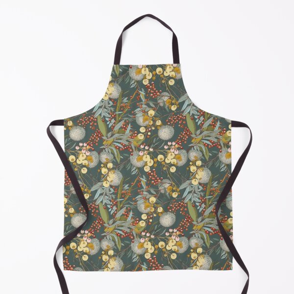 Item preview, Beautiful Native Australian wallpaper for bookcovers and homewares. Floral blooms of wattle and budding eucalypt leaves on dark background 2 designed and sold by NatTex.