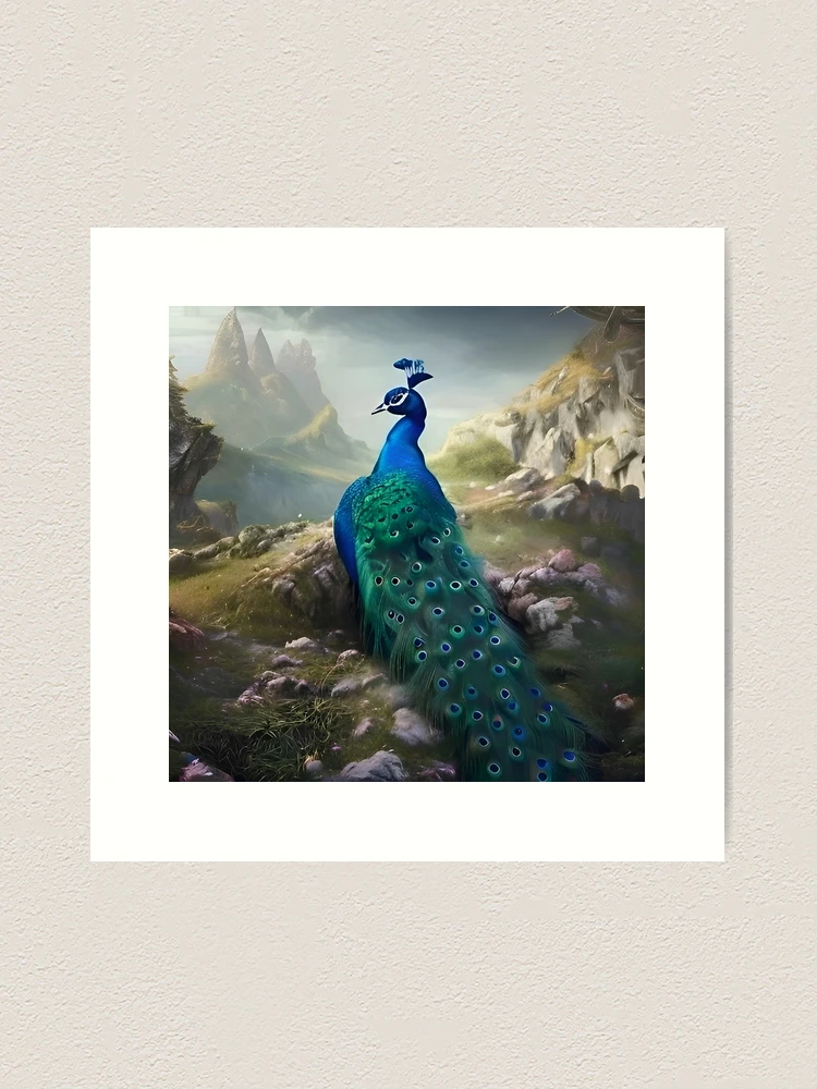 Wall Art Print  Love's Vibrant Peacock: Colorful Texture