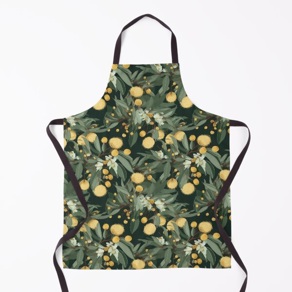 Item preview, Beautiful Native Australian wallpaper for bookcovers and homewares. Floral blooms of wattle and budding eucalypt leaves on dark background 4 designed and sold by NatTex.