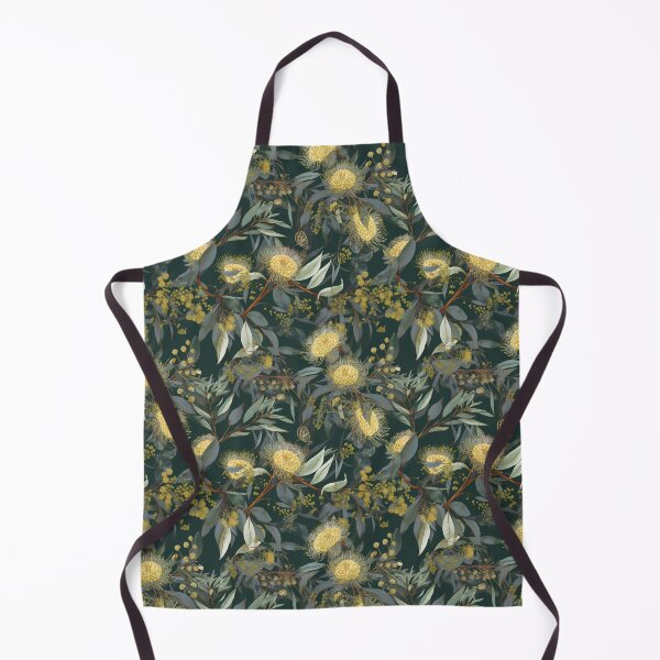 Item preview, Beautiful Native Australian wallpaper for bookcovers and homewares. Floral blooms of wattle and budding eucalypt leaves on dark background 9 designed and sold by NatTex.