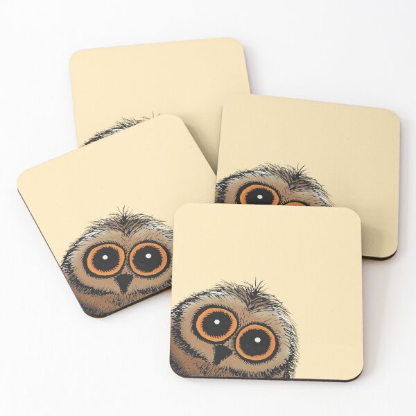 Item preview, Hoot the Owl popping up to say "Hello" on orange  designed and sold by artbysarahallen.