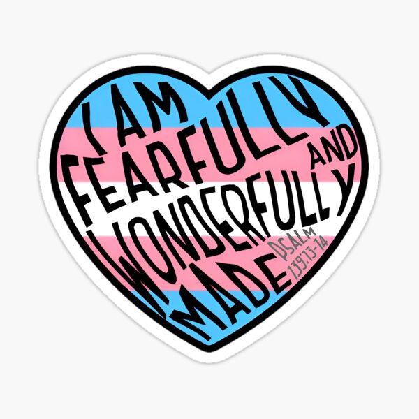 Item preview, Fearfully and wonderfully made - trans flag! designed and sold by River-Blue-Art.