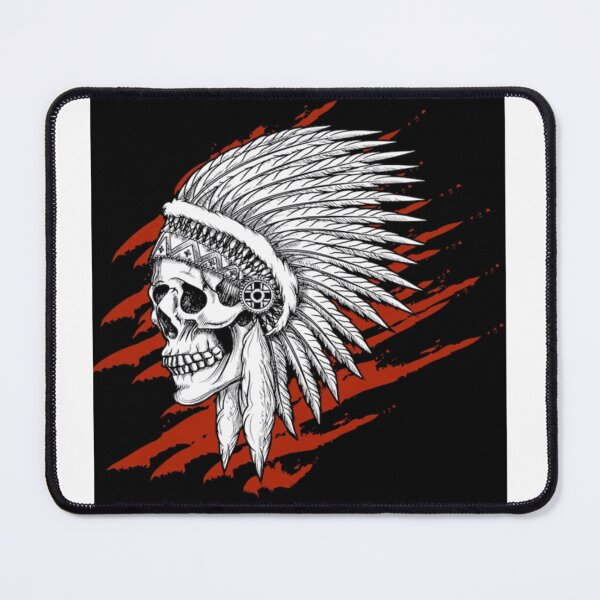 Item preview, Indian tribal skull with feathers designed and sold by ArtFashionInek.