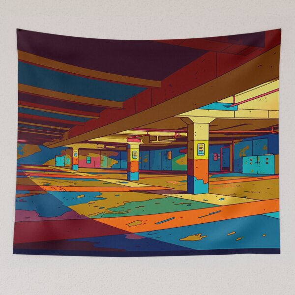 Item preview, Subterranean Emptiness - Retro Deserted Basement Parking Lot Uncaptioned designed and sold by liminal-concept.